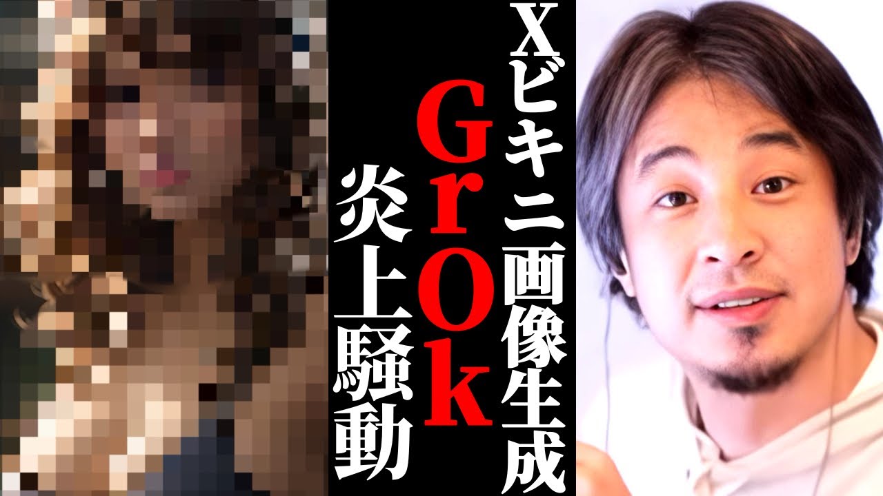 ビキニ画像生成Grok炎上騒動。Xで大炎上したAi画像生成についてひろゆきが見解を語る。イーロンマスクの対応は？悪いのはそれを利用する人 ひろゆき時事ネタ