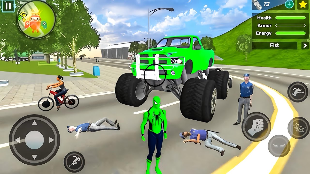 Spider Rope Hero Ninja Gangster Crime - Monster Truck Driving at Open World Game - Android Gameplay 