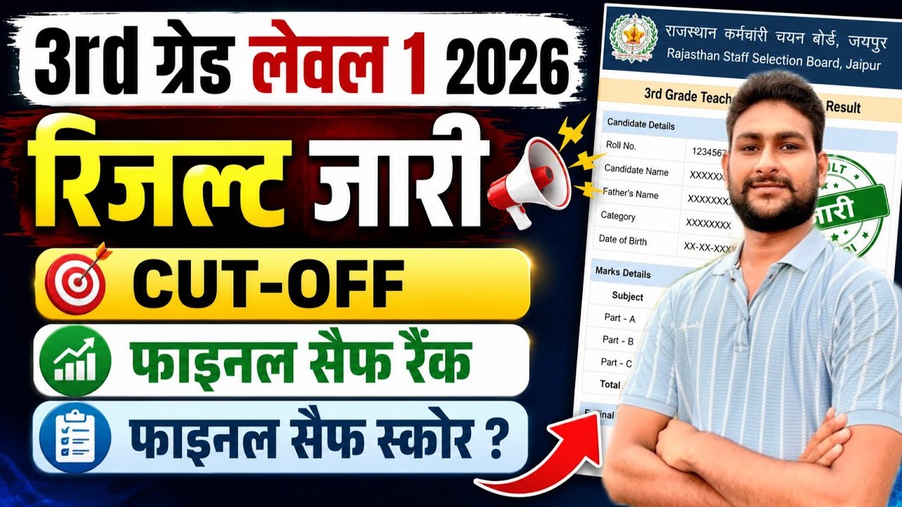 3rd ग्रेड लेवल 1 2026 रिजल्ट जारी 🔥 | Cut Off कितनी जाएगी? Final Safe Rank & Score | Live Check