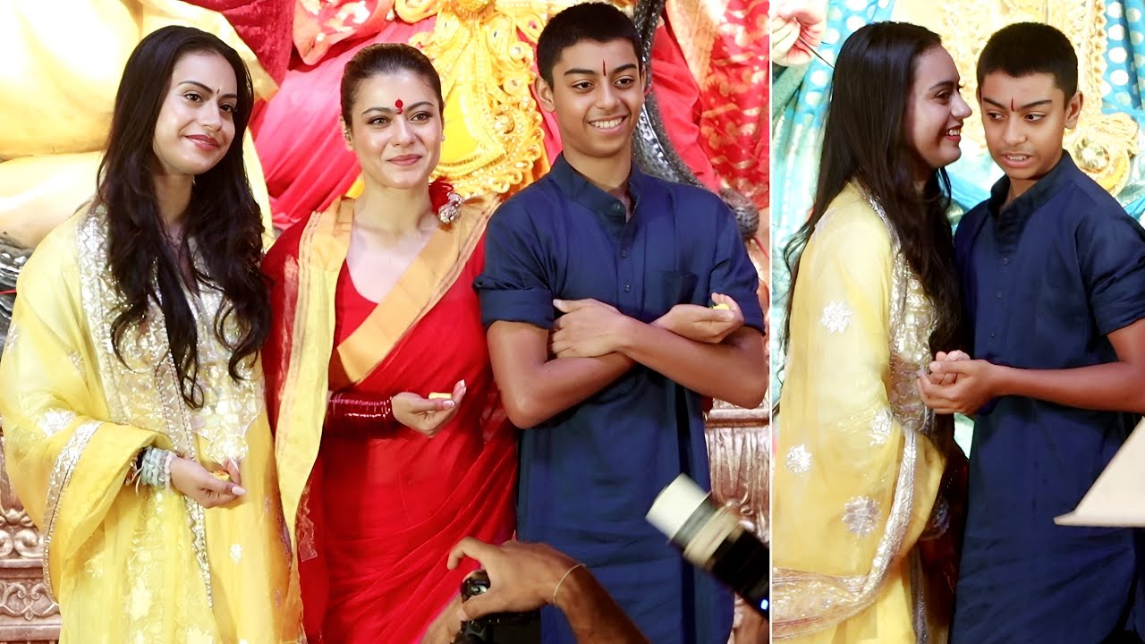 Ajay Devgan Son Yug Devgan & Daughter Nysa Cute Moments Together At Kajol Durga Puja 2025
