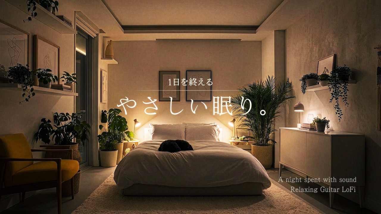 【夜の癒しギター】1日を終える、やさしい眠り｜読書・勉強・睡眠用｜Relaxing Guitar LoFi BGM【60分】