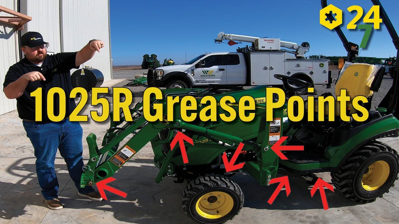 ВСЕ точки смазки на компактном тракторе John Deere 1025R