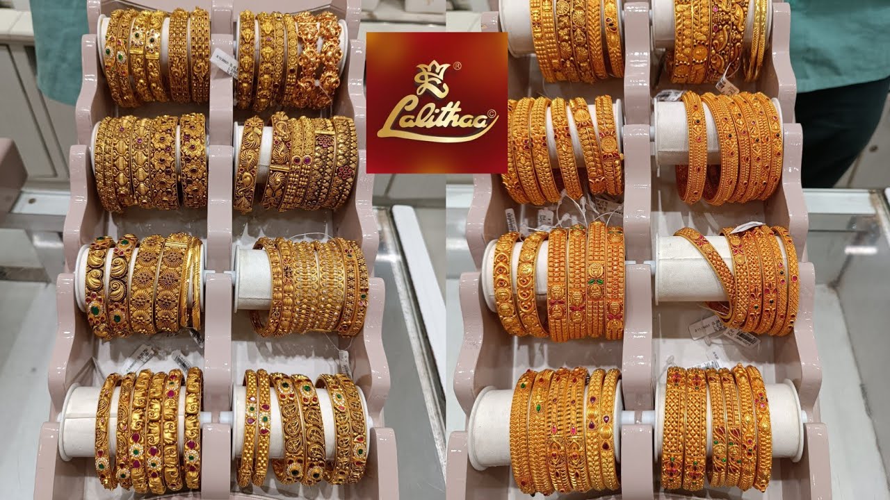 Lalithaa Jewellery Antique & Temple Bangle Collections with Grams/Bangle Collections