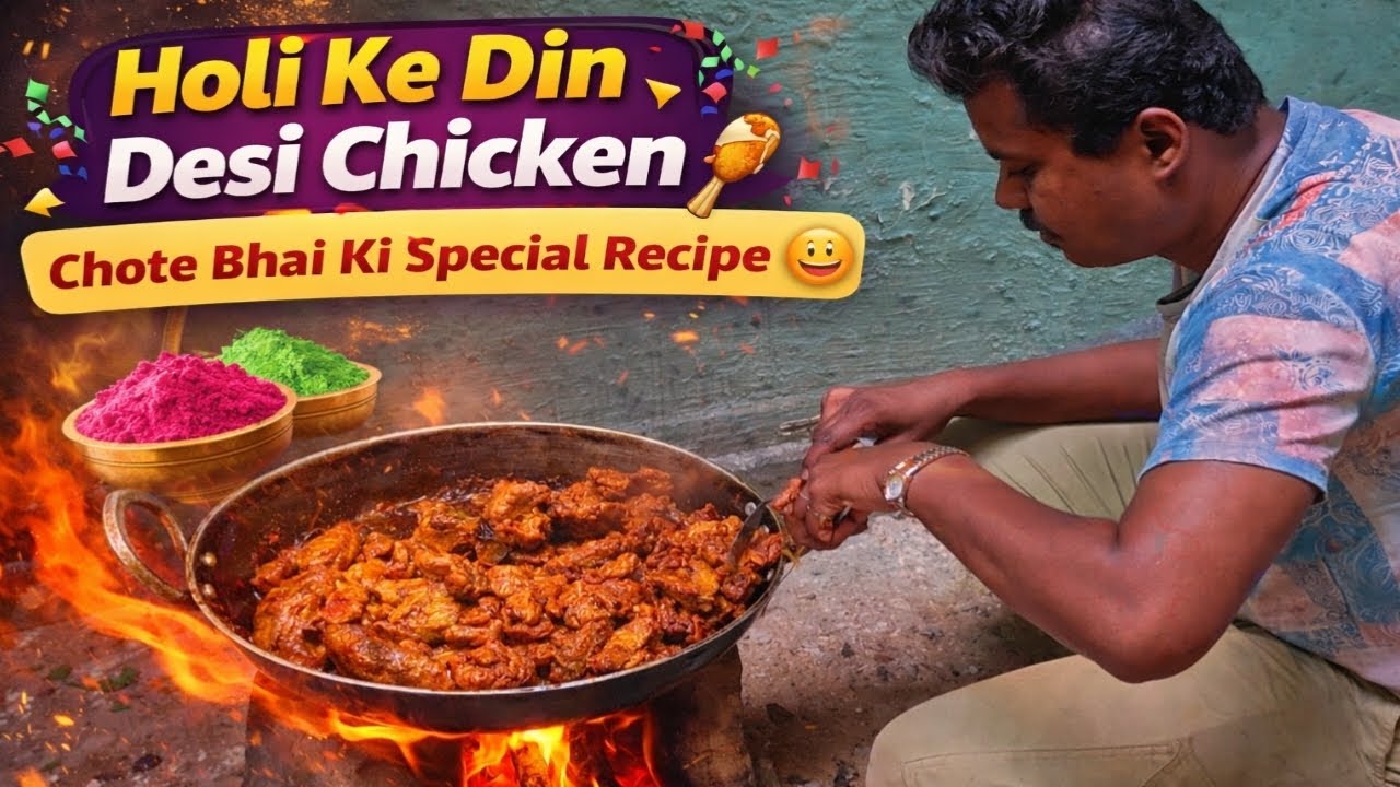 Holi Special 😋 Chote Bhai Ne Sikhaya Desi Chicken Banana 🍗🔥