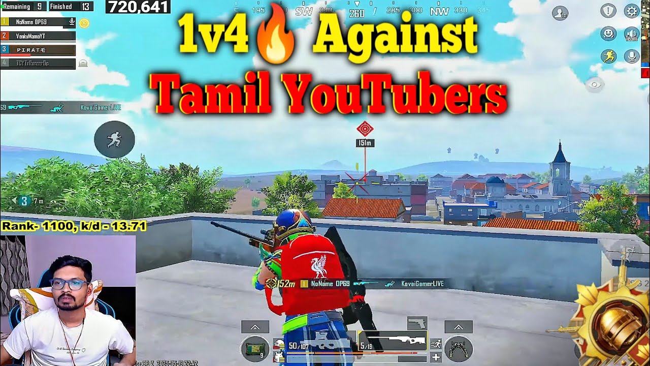 1v4🔥 Against Tamil Youtubers in Conqueror Lobby 3.8 Update