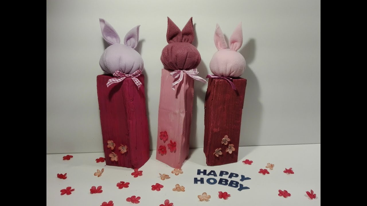 Hase, Osterhase aus Fleecedecke und Brennholz, DIY - Nr.141