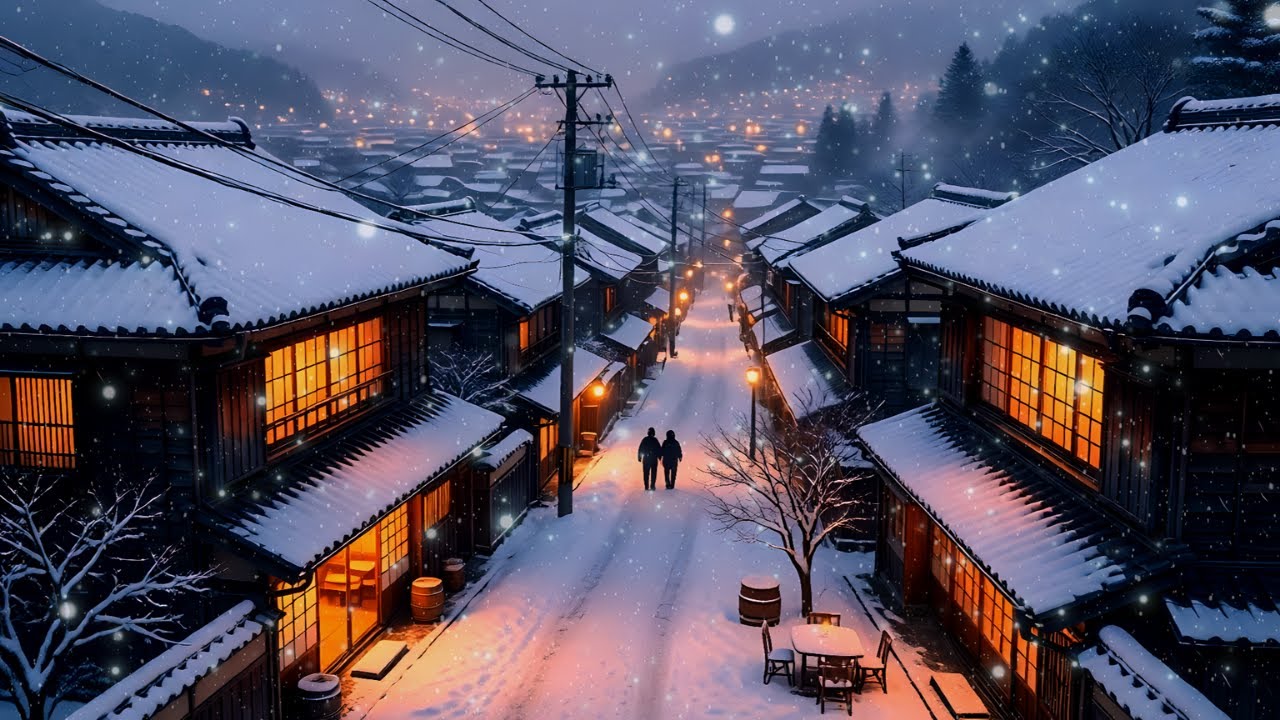 ❄️ Snowy Night Lofi Village | Cozy Winter Beats for Study, Sleep & Relax