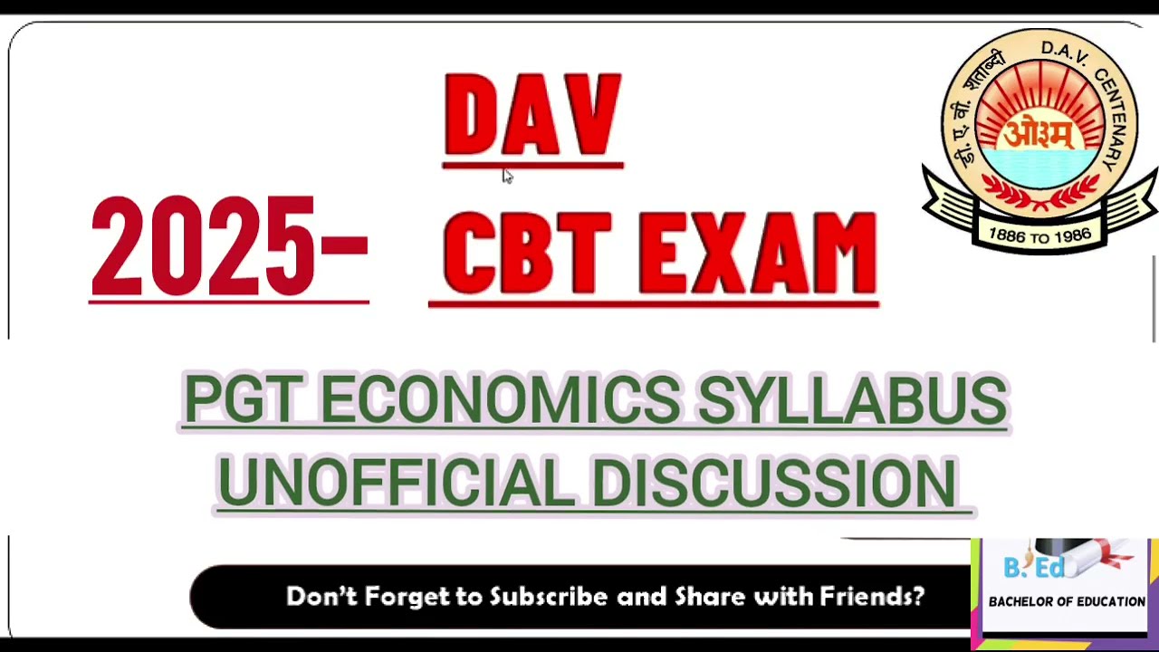 DAV CBT PGT Economics syllabus unofficial discussion