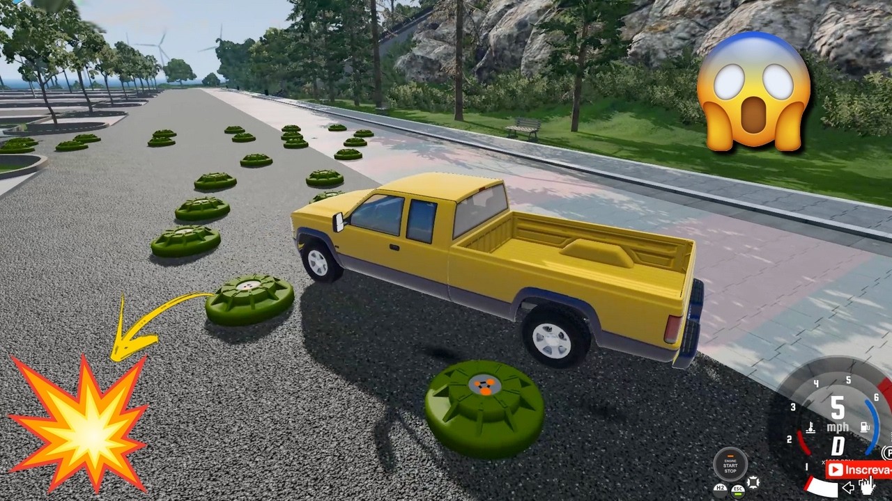 CARROS vs MINAS, Simulador de carros, BeamNG drive, desafio de carros nas minas e bombas, testes e d