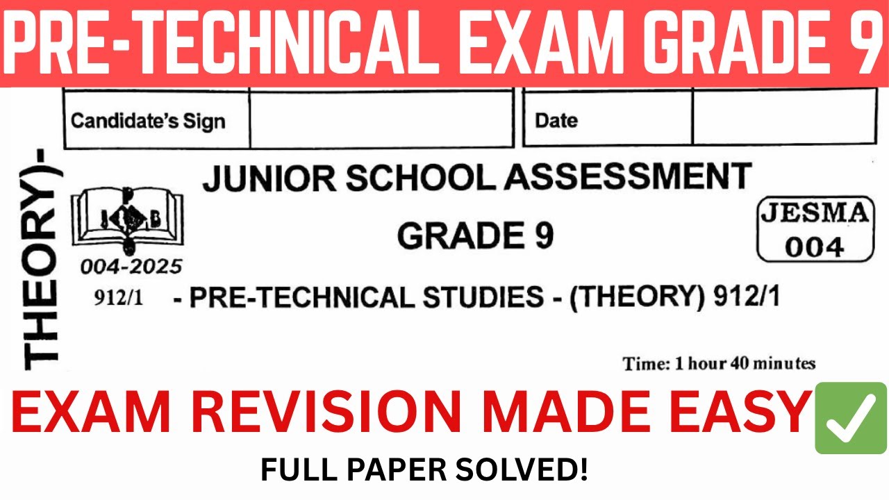GRADE 9 PRE-TECHNICAL STUDIES | JESMA 004 Full Paper | SECTION A & B EXPLAINED!