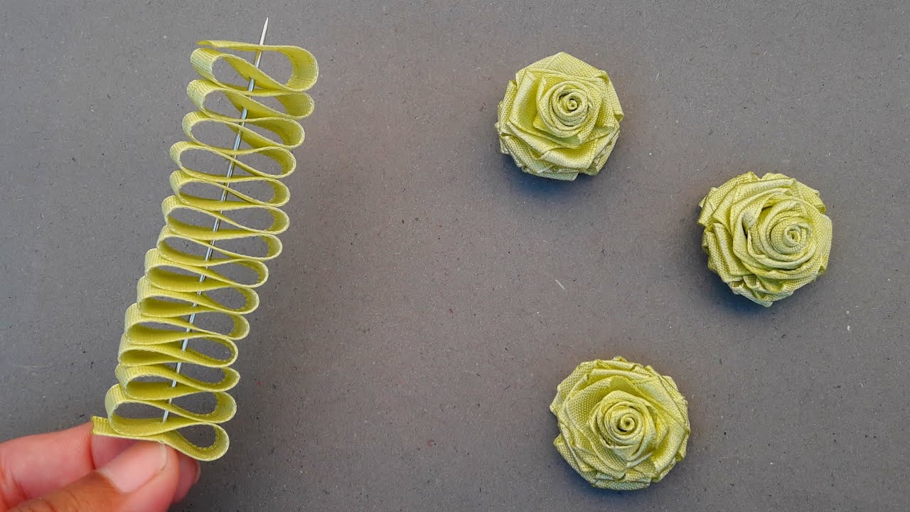 Trending Cute Mini Rose / Baby Ribbon Flowers craft / Ribbon Rose making with Needle