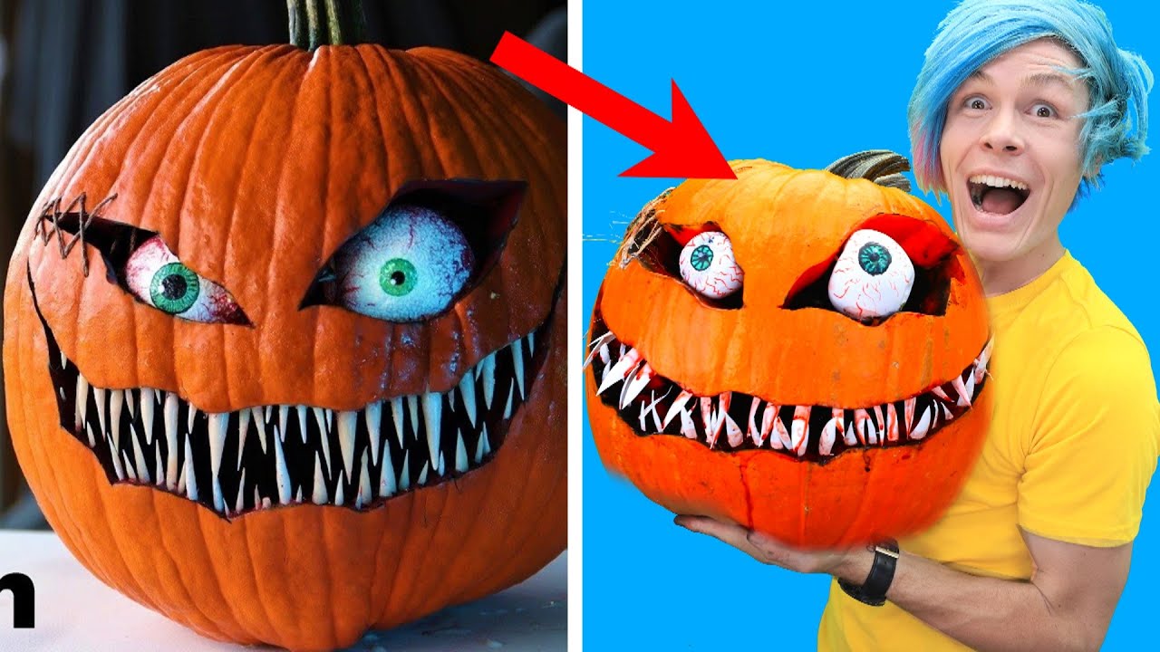 Trying TO CARVE A SIMPLE AND SCARY HALLOWEEN PUMPKIN FACE BY BOBBY DUKE ARTS!