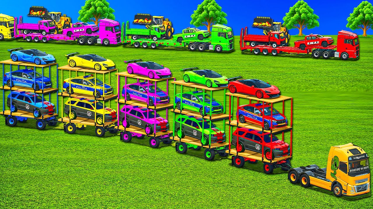 EMERGENCY WORK OF COLORS! TRIPLE TRANSPORT MCLAREN, DODGE & MANGO LOADING! FS 25