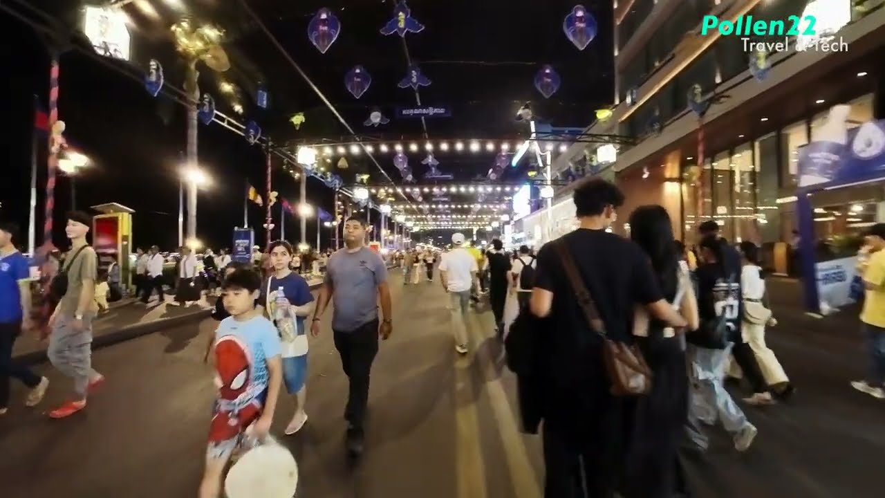 Chaktumuk Walkstreet, from Phnom Penh Night Market to the end. 