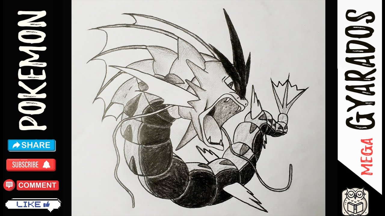 How to Draw Mega Gyarados – Step by Step Pencil Drawing | Pokemon Fan Art