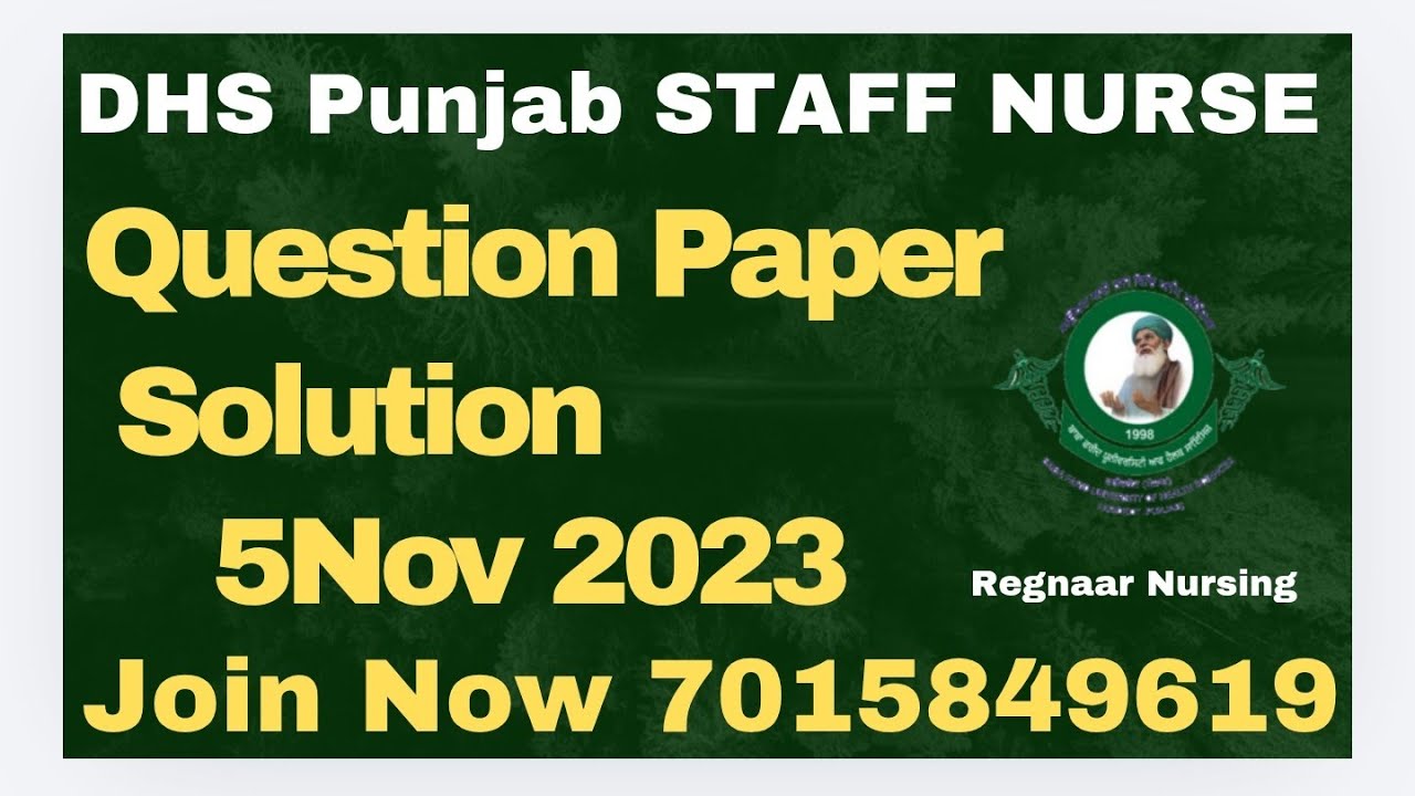 BFUHS STAFF NURSE QUESTION PAPER  SOLUTIONMOST IMPORTANT MCQs/7015849619| Regnaar NURSING Chandigarh