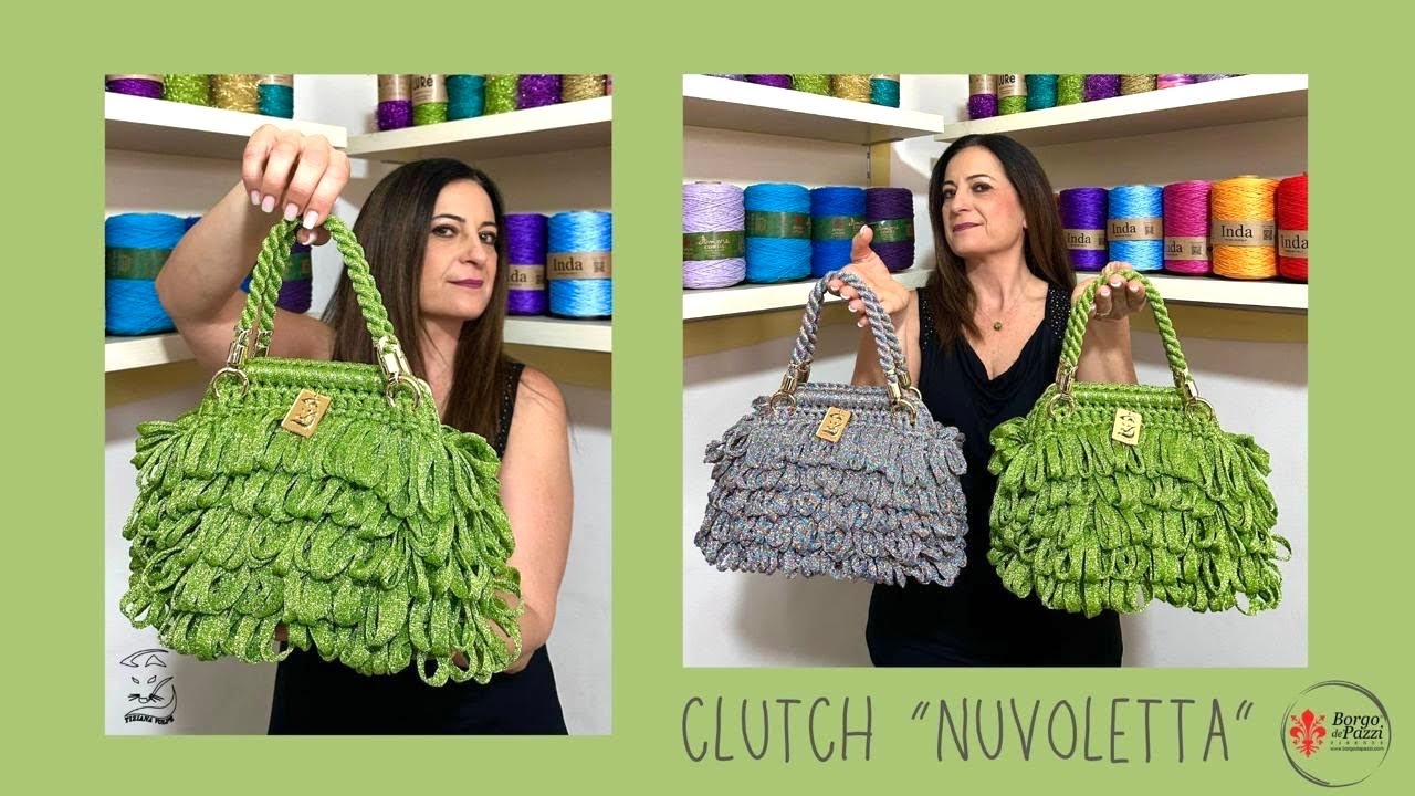 💚CLUTCH NUVOLETTA💚PUNTO PELLICCIA💚ELEGANT BAG💚TIZIANA VOLPE CROCHET💚