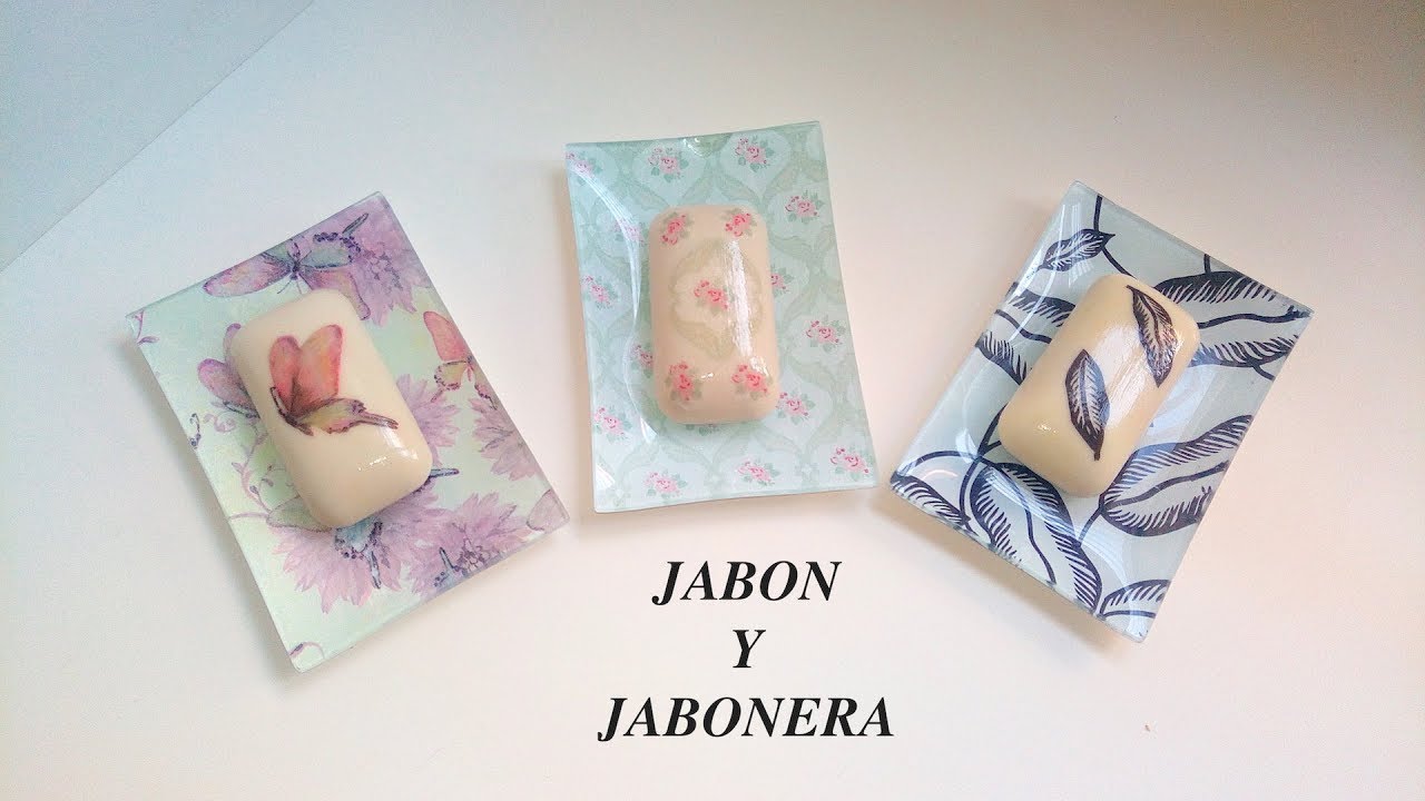 JABON Y JABONERA CON DECOUPAGE  (detalle  día de la madre)
