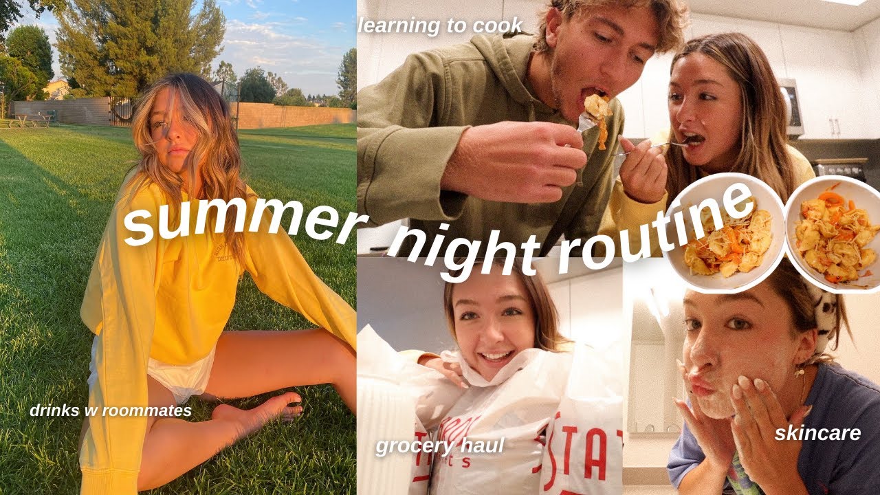 summer night routine: grocery haul, learning how to cook, hanging out with our roommates, & more! ⋒