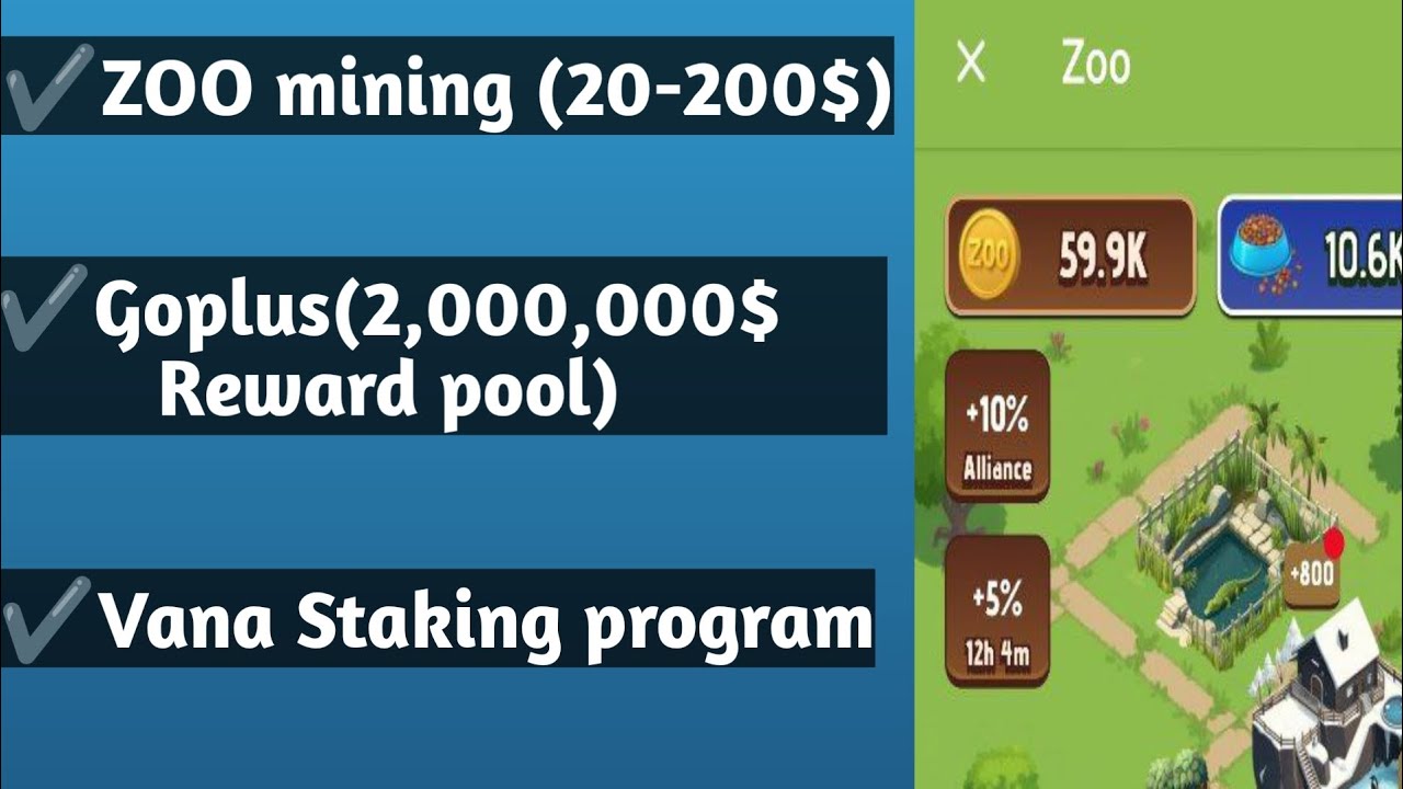 Zoo mining minibot, Goplus, Vana Join today 3 Project & Earn upto 500$. Go & join fast🔥🔥