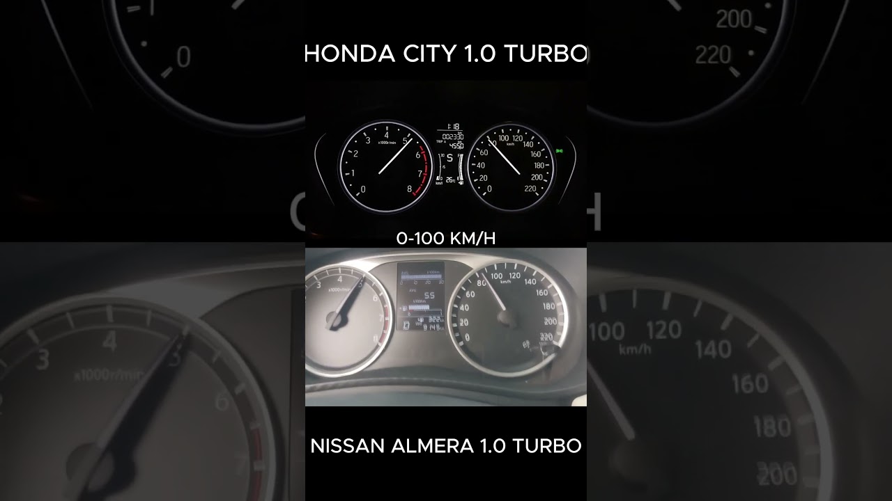 HONDA CITY 1.0 TURBO VS NISSAN ALMERA 1.0 TURBO 0-100 KM/H #honda #nissan #short #viral