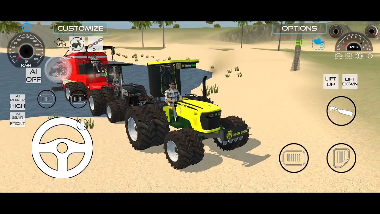Harvester stuck in sea tractors rescue the harvester from the sea #harvestergames #simulationgames 