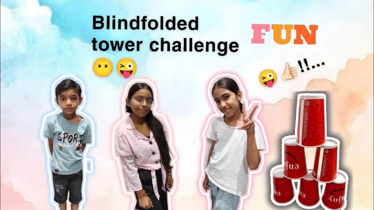 Blind Folded Tower Challenge 😜🗼