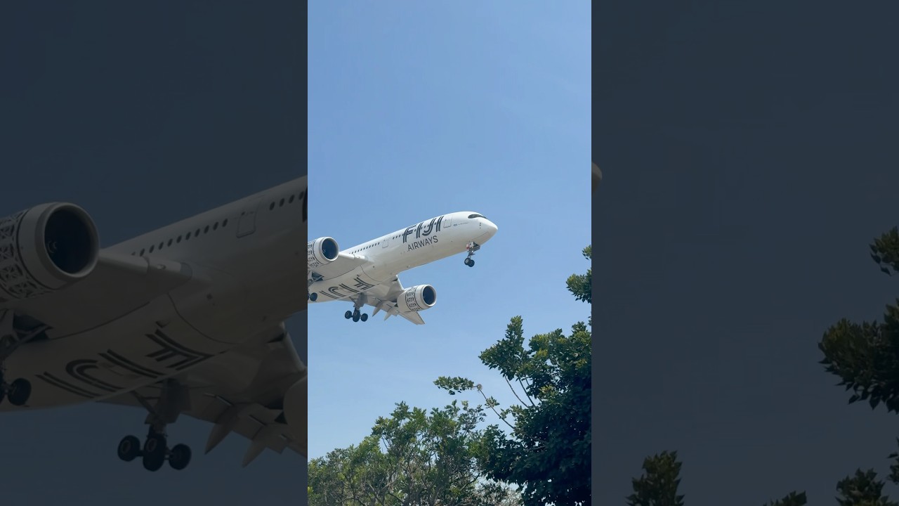 Island spirit meets West Coast skies: Fiji Airways A350 on approach to LAX 🇫🇯✈️ #aviation #a350