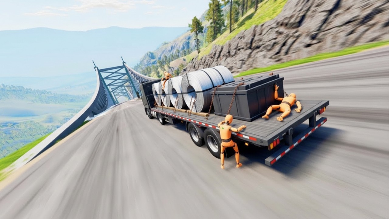 Full Throttle INSANE Flatbed Downhill DESTRUCTION! | BeamNG drive Realistic Crashes #1