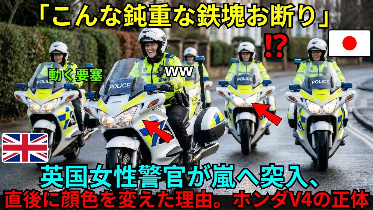 【海外の反応】「こんな重い鉄塊がパトカー？」侮っていた英国の女性警官が、追跡の瞬間に顔色を変えて絶賛したワケ。ホンダV4が誇る“絹の走り”とは？