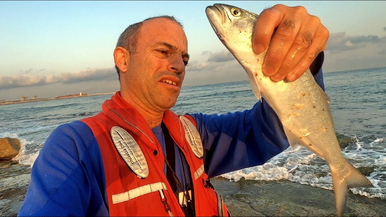 גומבר נחמד בדיג אולטרה לייט 🐟🎣 - Bluefish in Ultralight shore jigging HE/EN Subtitles 4K