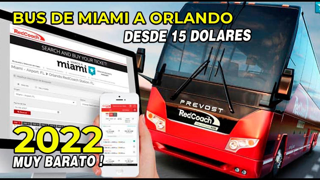 Redcoach bus de miami a orlando por 15 dolares / como ir de miami a orlando en autobus pagando poco