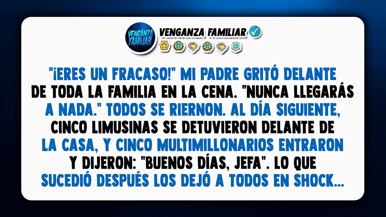 Mi familia me llamó un fracaso en la cena familiar. Al día siguiente, cuando cinco multimillonarios