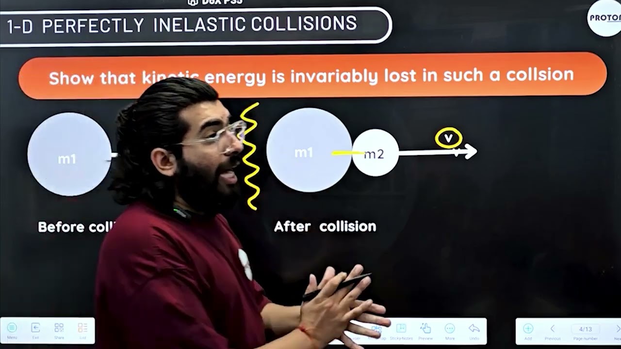 1D Perfectly inelastic collisions | W.P.E | Physics | Class - 11 | PROTON ||