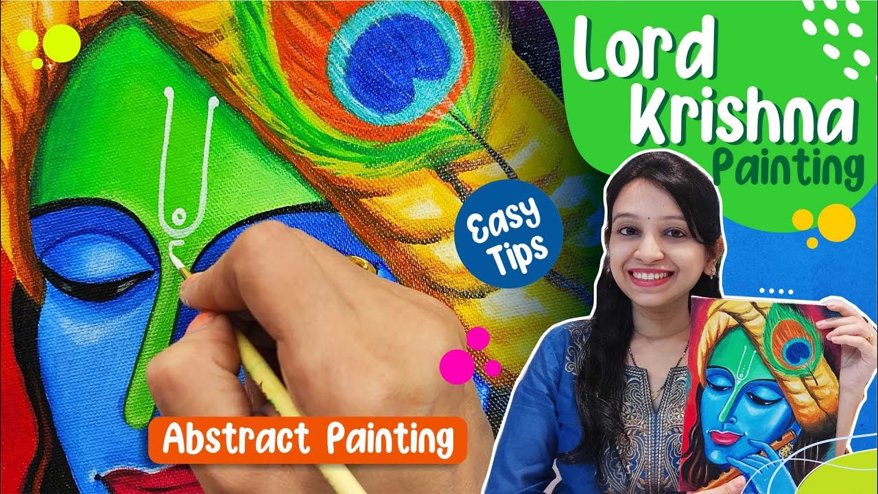 Lord Krishna Painting | Acrylic Painting | Canvas Painting for beginners