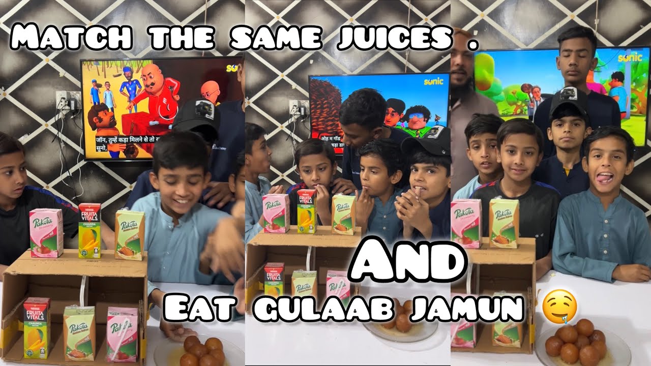 Match the same juices And eat gulaab jamun 🍨 🤤 