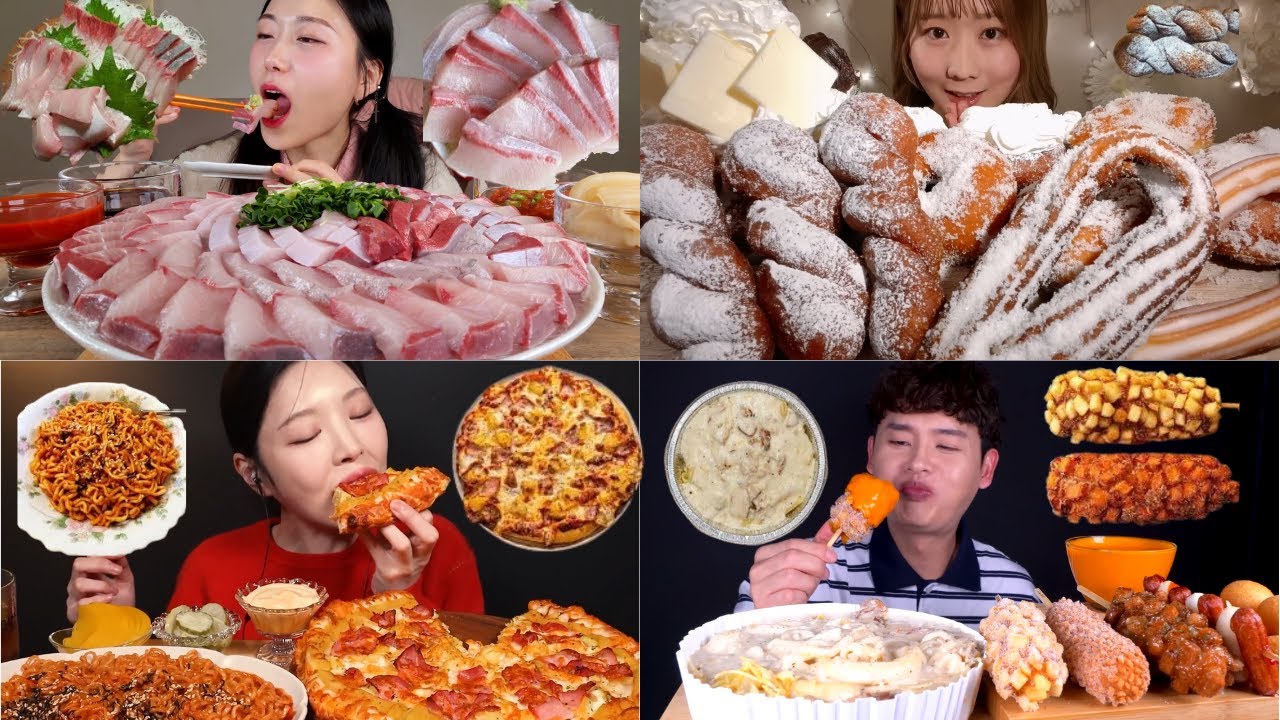 Ultimate ASMR Feast 🍕🍩 Sushi, Pizza, Corn Dogs & Noodles Mega Mukbang Eating Sounds
