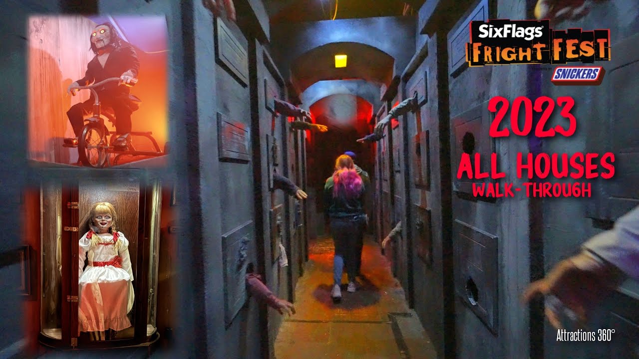 FRIGHT FEST 2023 - ALL Haunted Houses Walk-through | SAW X & The Conjuring | SIX FLAGS