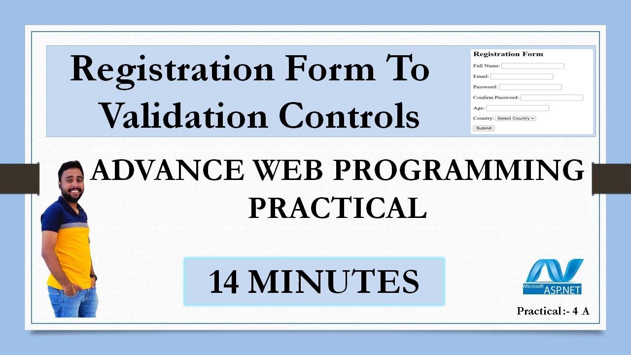Advance Web Programming | TYIT | MU | Practical 4 (A)  Registration form to Validation controls #awp