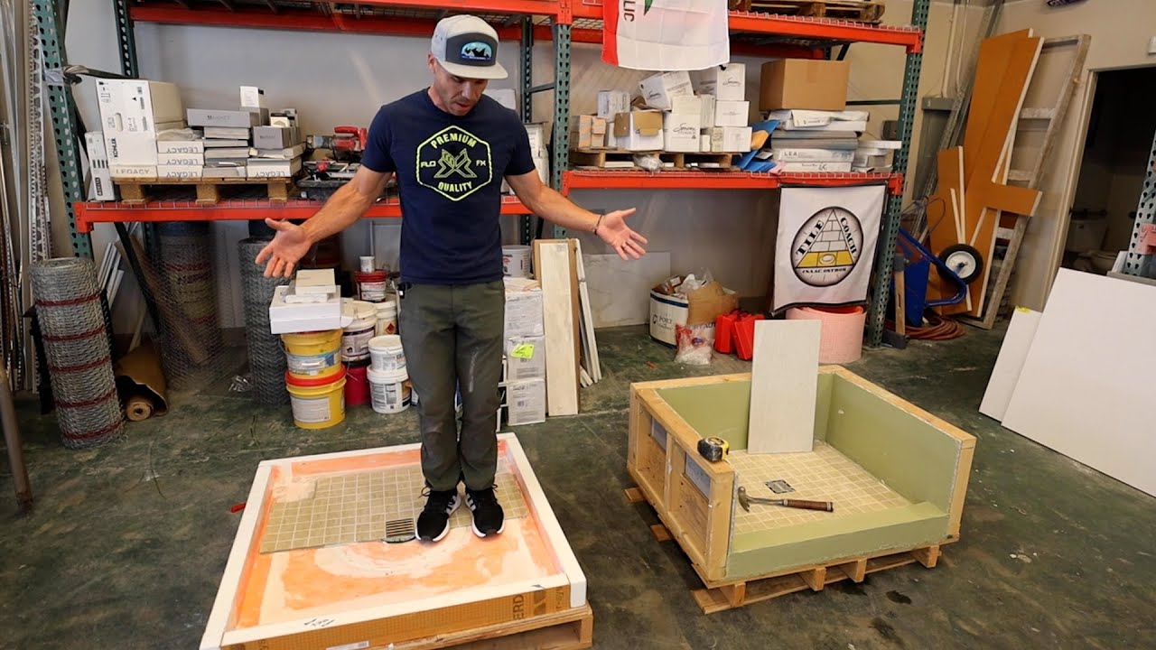 FOAM VS MUD --- Drop Test 2x2 Porcelain Tile Shower Pan