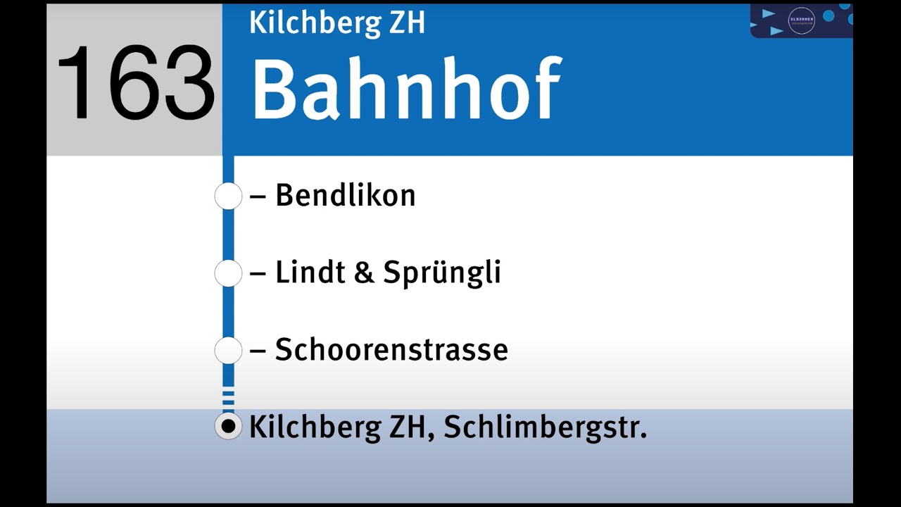 VBZ Ansagen » 163 Kilchberg ZH, Bahnhof — Kilchberg ZH, Schlimbergstrasse | SLBahnen