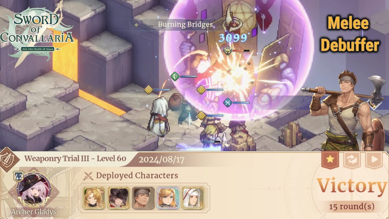 [Sword of Convallaria] Weaponry Trial III - Level 60 Clear - Butterfly, Gloria and Outlaw Guard