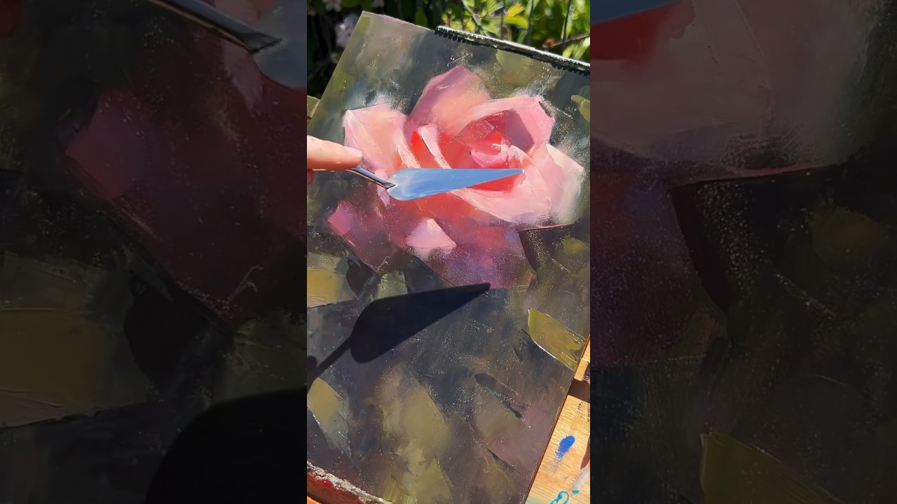 Rose oil painting timelapse #timelapse #painting #paintingprocess #oilpainting #pleinairpainting