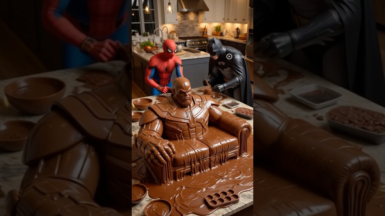 Spiderman vs Hulk with Batman Build a Giant chocolate thanos -sofa #marvel#hulk#spiderman #shorts