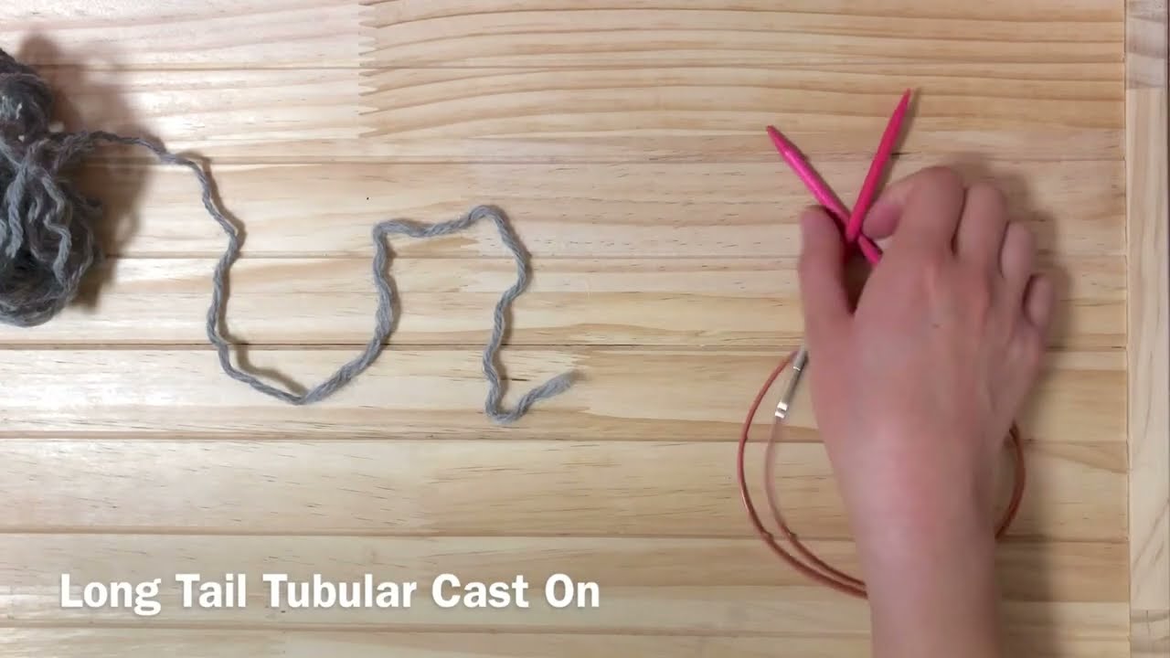 Long Tail Tubular Cast On for 1x1 rib in the round (輪で編む指でかける1目ゴム編みの作り目)