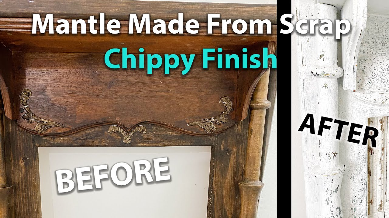 Trash To Treasure DIY Chippy Milk Paint On A Mantle Made From Scrap