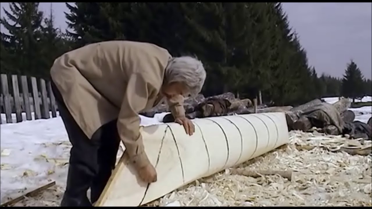 Siberians Building a Dugout Canoe