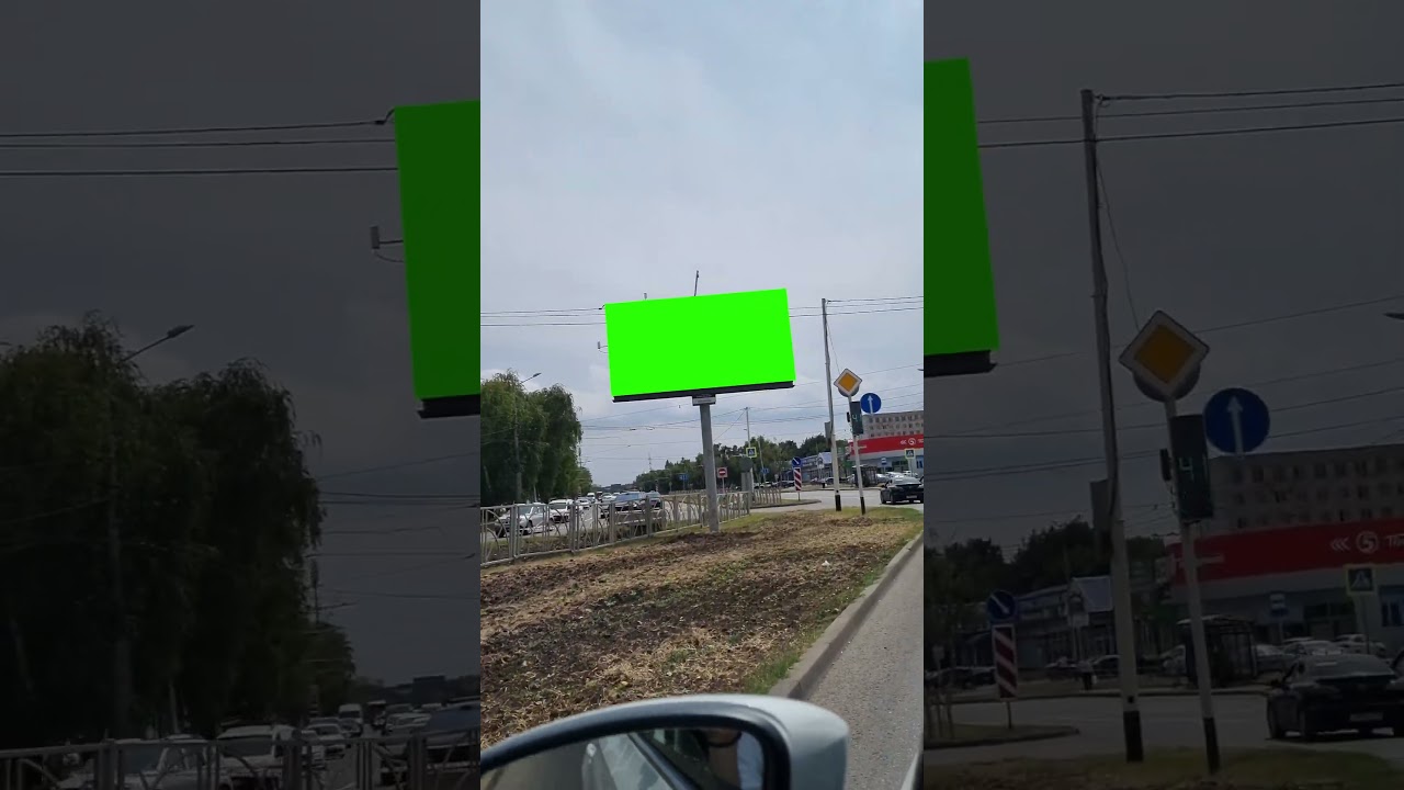 green screen billboard on road