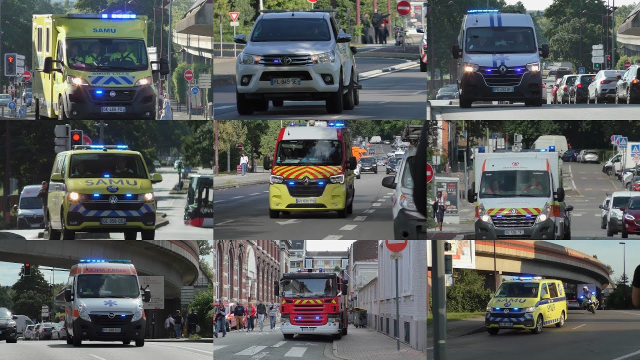 Vele hulpdiensten zijn met spoed onderweg naar meldingen in Lille tijdens Braderie