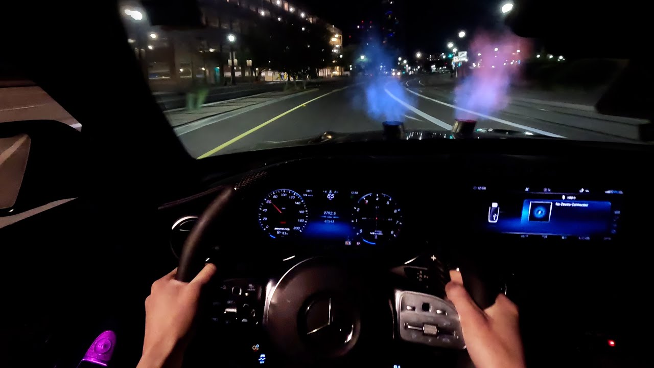 POV | Fire Breathing Hood Exit Mercedes C63 Night Drive...